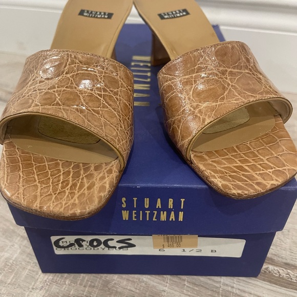 Rare Vintage Stuart Weitzman Crocodile leather Honey Heels size 6.5 - Picture 11 of 17